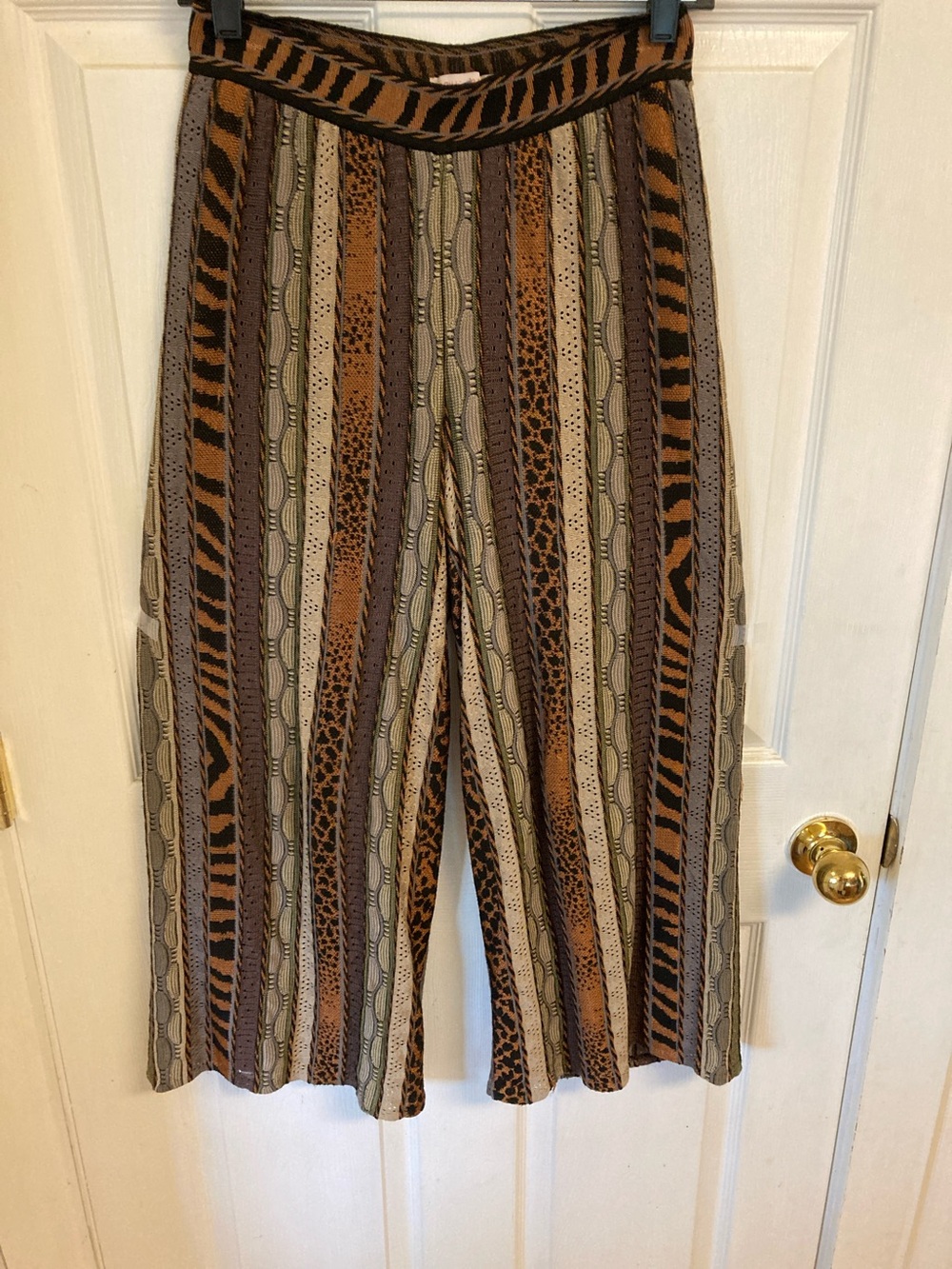 Cecilia Prado Knit Wide-Leg Pants with Lining- Brown